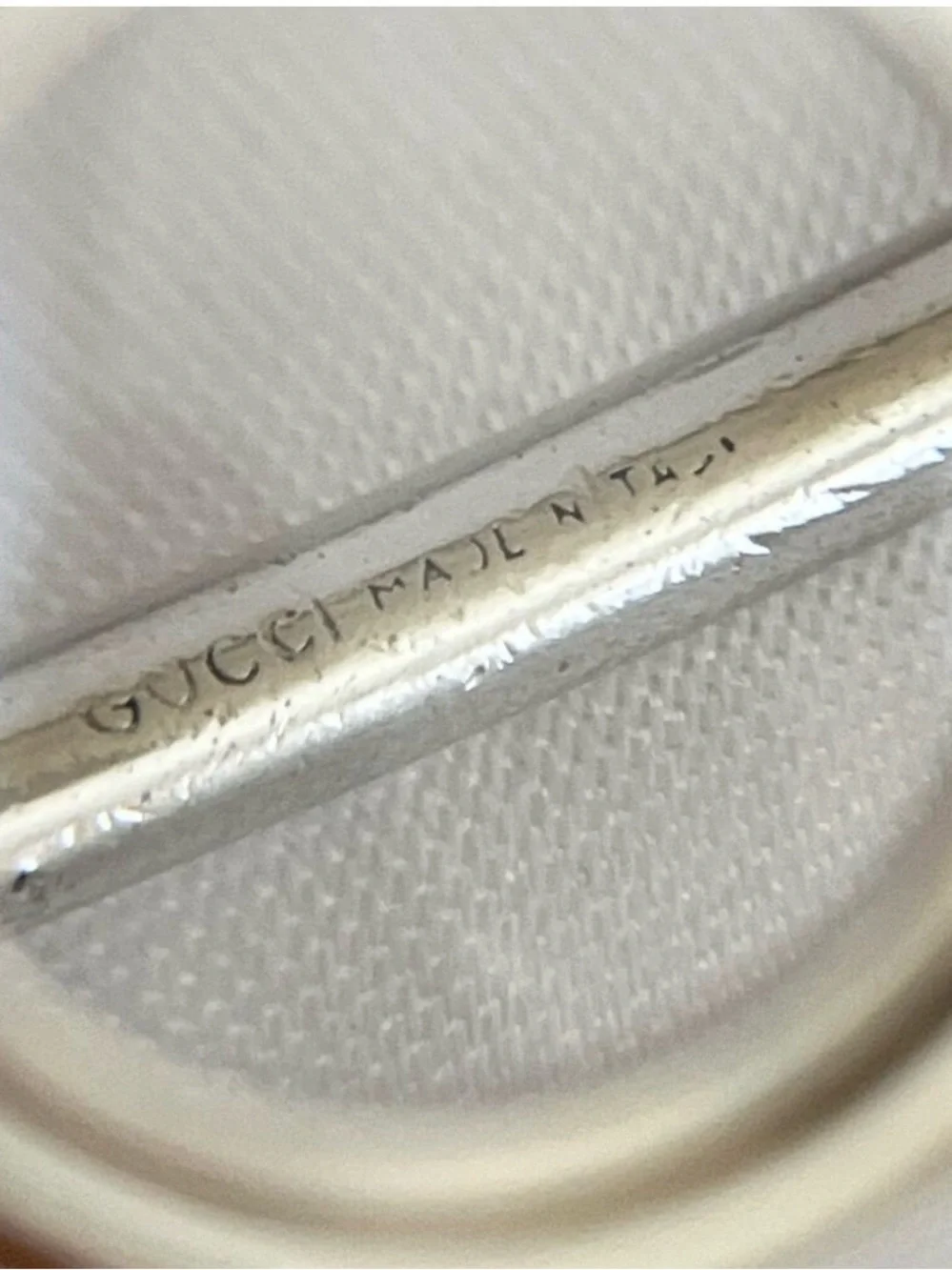 Vintage 1990s Gucci Articulated GUCCI Logo Keychain Silver Tone Made in Italy Ra
